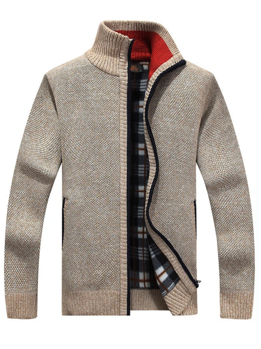 Knitted Mens Sweater Cardigan Coat Casual Faux Fur Wool Sweater Jackets Men
