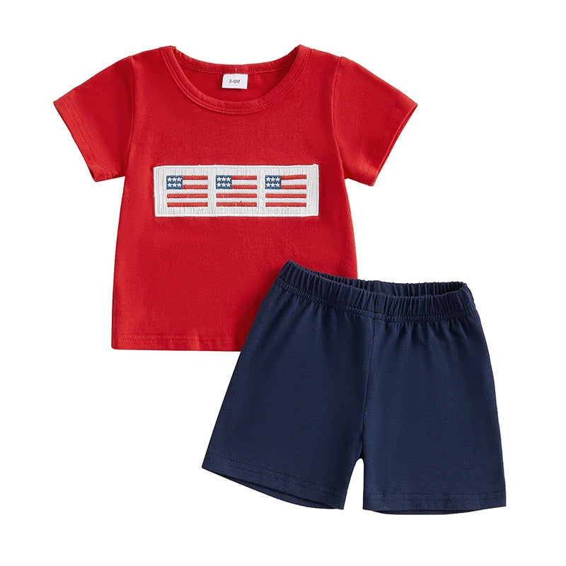 Baby Girl Boy Independence Day Clothes 4th of July Kids Outfits American Flag Summer Outfit Top Shorts 2Pcs