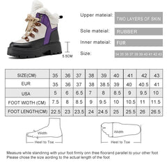 Women Snow Boots Genuine Leather Platform Winter Women Ankle Boots