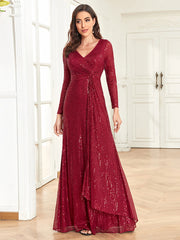 Homecoming Dresses: V-Neck Evening Dresses Wedding Party Sequins For Women