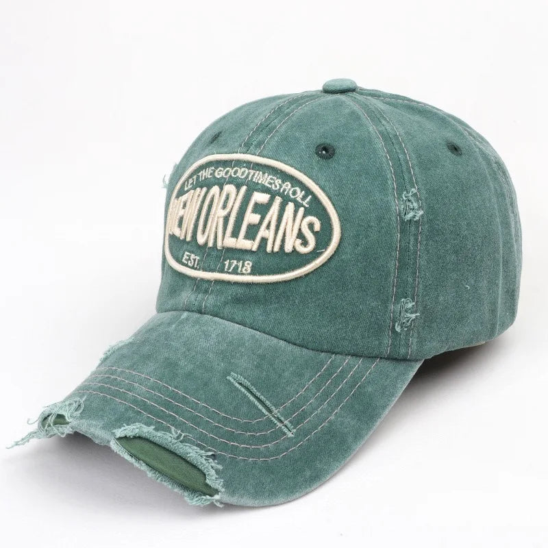 2024 Unisex Washed Cotton Baseball Cap Letter Embroidered Vintage Snapback Hat Men And Women Streetwear Outdoor Sports Hats