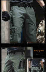 Mens Cargo Shorts Summer Tactical Cropped Trousers Outdoor Waterproof Multi-pocket