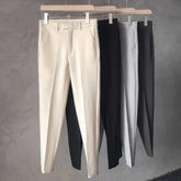 Cropped Straight Trousers Loose The Trend Fashion Male British No Ironing Pure Color