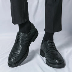 Luxury Retro Woven Pattern Leather Oxford Men's Business Shoes Office Fashion Shoes