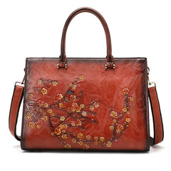 Vintage Embossed Women Shoulder Bag Leather Top-handle Bags Ladies