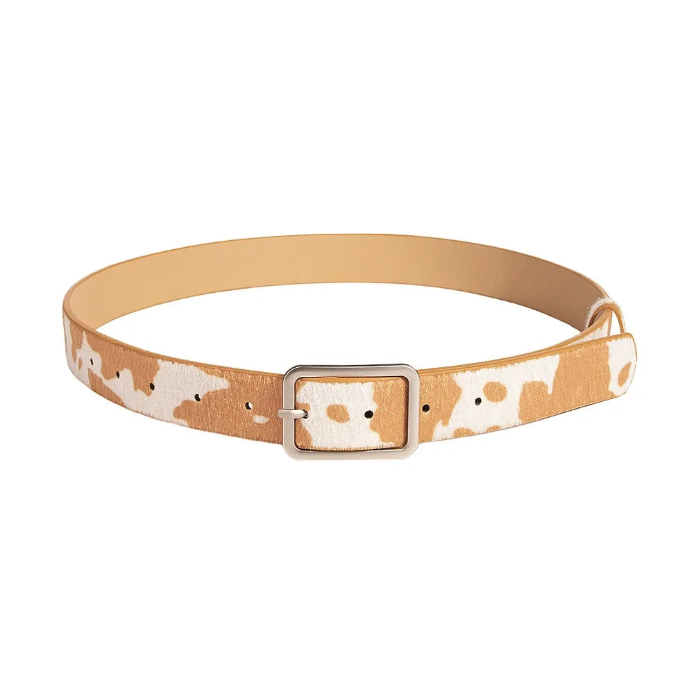 Japanese Style Square Buckle Women Belt with Shine Rhinestone PU Leather Gothic Waist Belts Leopard Punk Waistband