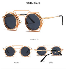 OEC CPO Steampunk Round Sunglasses Women Men 2023 Metal Mesh Personality Sun Glasses Female Eyewear Goggle UV400 Shades Oculos