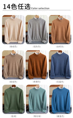 Fashion Men's 100% Wool Pullover Half-high Collar Sweater Autumn Winter Warm Top