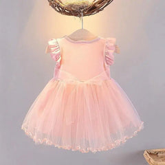Girls Clothes Summer Flying Sleeve Kids Dress Party Baby Dresses