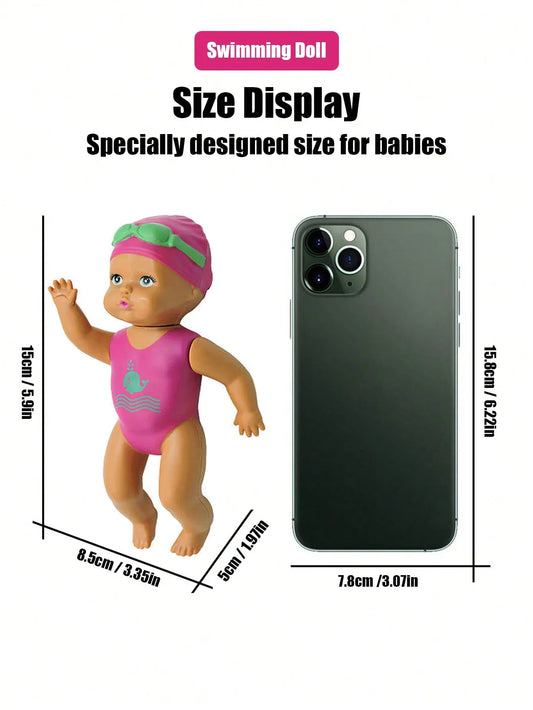 1pcs 6 Inch Mini Swimming Doll Kids Bathroom Bath Toy Baby Bathtub Toy on chain automatic Swimming Little Doll