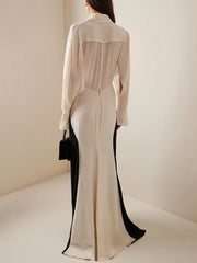 Formal attire Dresses: Women's Contrast Color Slim Fit Evening Dresses Deep