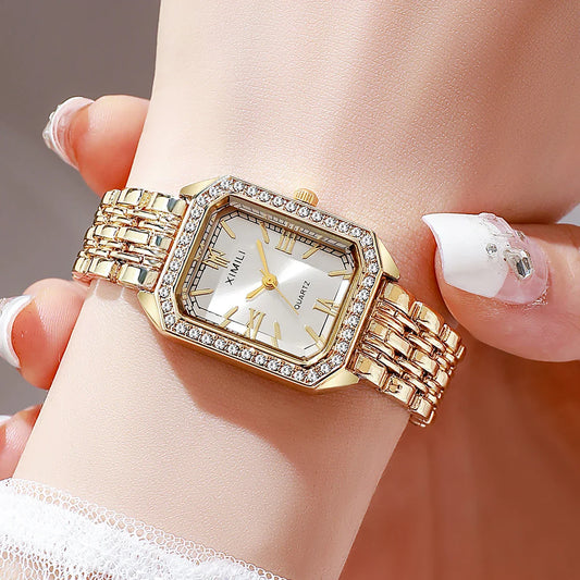 1/2/3/5PCS Fashion Rectangle Women Watches Set Ladies Rhinestone Quartz Watch Bracelet Strap Wristwatch(Without Box)