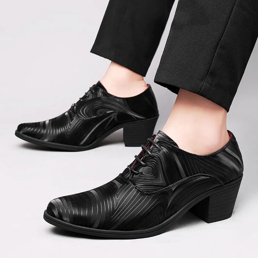 Fashion Black Formal Shoes for Men Pointed Leather Elegant Mens Dress Shoes