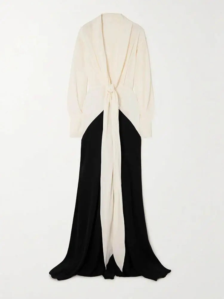 Evening wear Dresses: Women Patchwork Deep V-Neck Pleated Party Evening Dresses