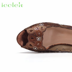 Matching Shoes and Bags: Coffee Color Peep Toe Ladies Shoes Matching Bag Set