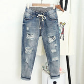 Summer Ripped Boyfriend Jeans For Women Fashion Loose Vintage High Waist Jeans