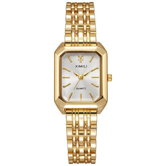Fashion Rectangle Women Watches Ladies Stainless Steel Strap Quartz Wristwatches Reloj Mujer(Without Box)
