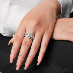 4 Pcs 925 Sterling Silver Wedding Band Solitaire Eternity Stacking Rings for Women
