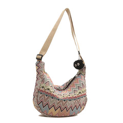Wave Pattern Design Crossbody Bag for Women Large Capacity Canvas