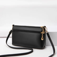 Double Zipper Crossbody Bag Fashion PU Diamond Lattice Shoulder Bag