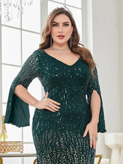 Homecoming Dresses: Plus Size Elegant Sequin Evening Dress Women Formal Maxi