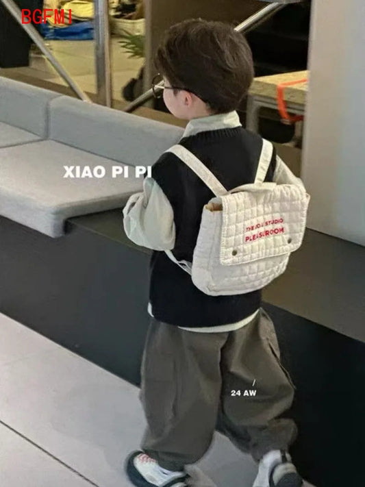 Boys' Black Vest + Shirt+ Casual Pants 3pcs Set Children's Spring Long Sleeved Early Autumn Set Baby Cool and Handsome Clothes