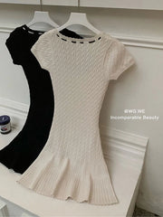 Formal attire Dresses: Short Sleeve U-Neck Dress Women Bodycon Slim Evening