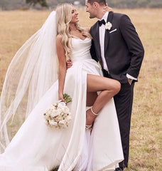 White Bridesmaid Dresses: Sleeveless mermaid Vintage Sweep Train flower