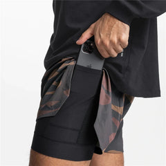 Men's 2-in-1 Summer Running Shorts Breathable Quick-Dry Basketball Training