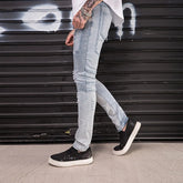 Winter Pants Ripped Stacked Vintage Clothes Luxury Brand Denim Jeans
