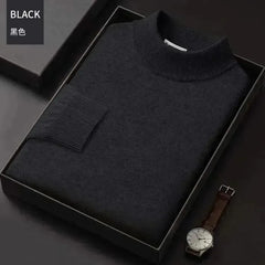 Men's Mock Collar 100% Pure Woolen Sweater Tops Autumn Winter