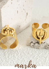 Stainless Steel Ring for Women Opening Adjustable Hip Hop Geometric Chain