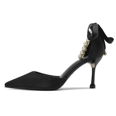 Wedding Heels Women Luxury Brand Design String Bead Pearls High Heels Ladies