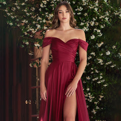 White Bridesmaid Dresses: Off Shoulder High Split Special Occasion Dress A Line