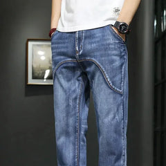 Pants Straight Trousers with Pockets Blue Jeans for Men Retro Baggy Buggy