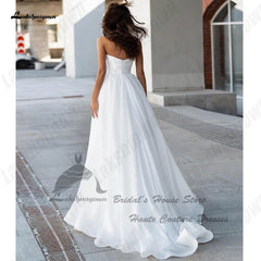 Evening wear Dresses: White A Line Bridal Dress Beading Elegant Women