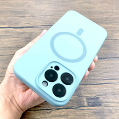 Silicone Rubber Case For iPhone 16 15 14 13 12 Pro Max 16Pro 15Pro 14Pro 13Pro iPhone15 For Magsafe Mag Safe Charge Cover