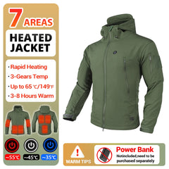 Winter Heated Jacket 7 Zone USB Electric Heating Jacket Washed Warm Jacket Man