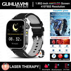 2025 Laser Treatment Three High SmartWatch 1.95" Sapphire Curved Screen ECG+PPG Blood fat Uric Acid Health Diagnosis Smartwatch