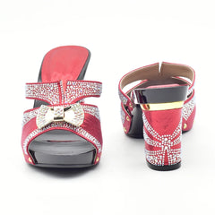 Matching Shoes and Bags: Italian Ladies Shoes and Bag Sets Decorated with Rhinestone