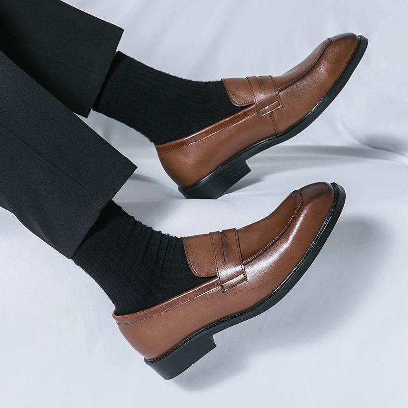 Ripe-young Men's Concise Leather Loafers Grace Business Shoes Fashion