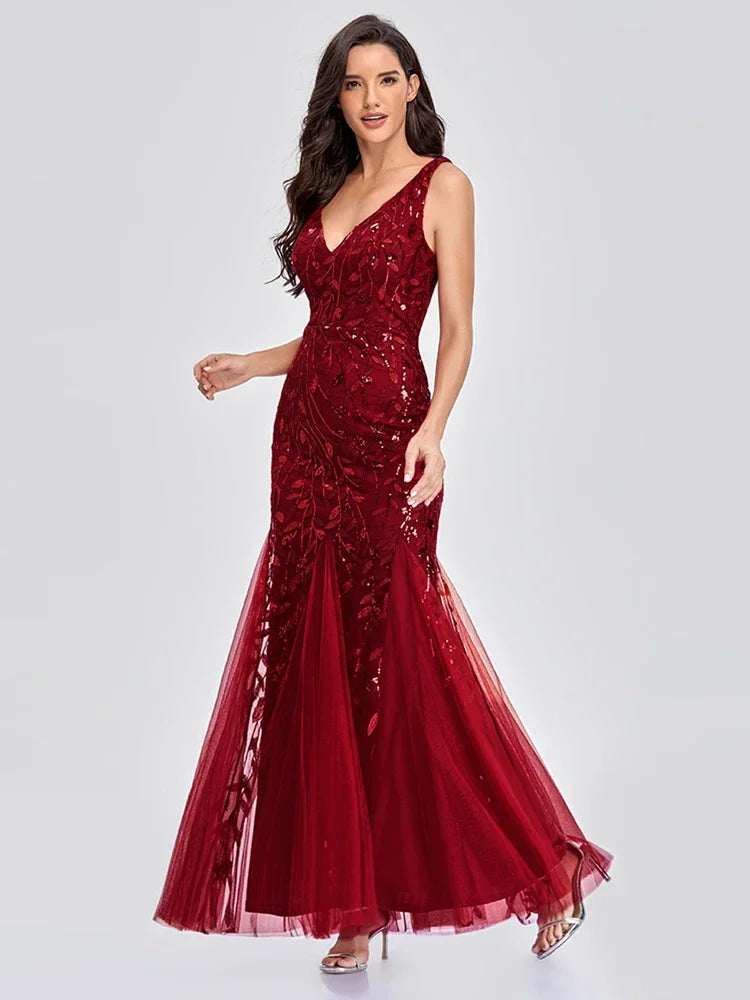 Homecoming Dresses: Ladies Sleeveless Embroidered Beaded Fabric Ball Gown
