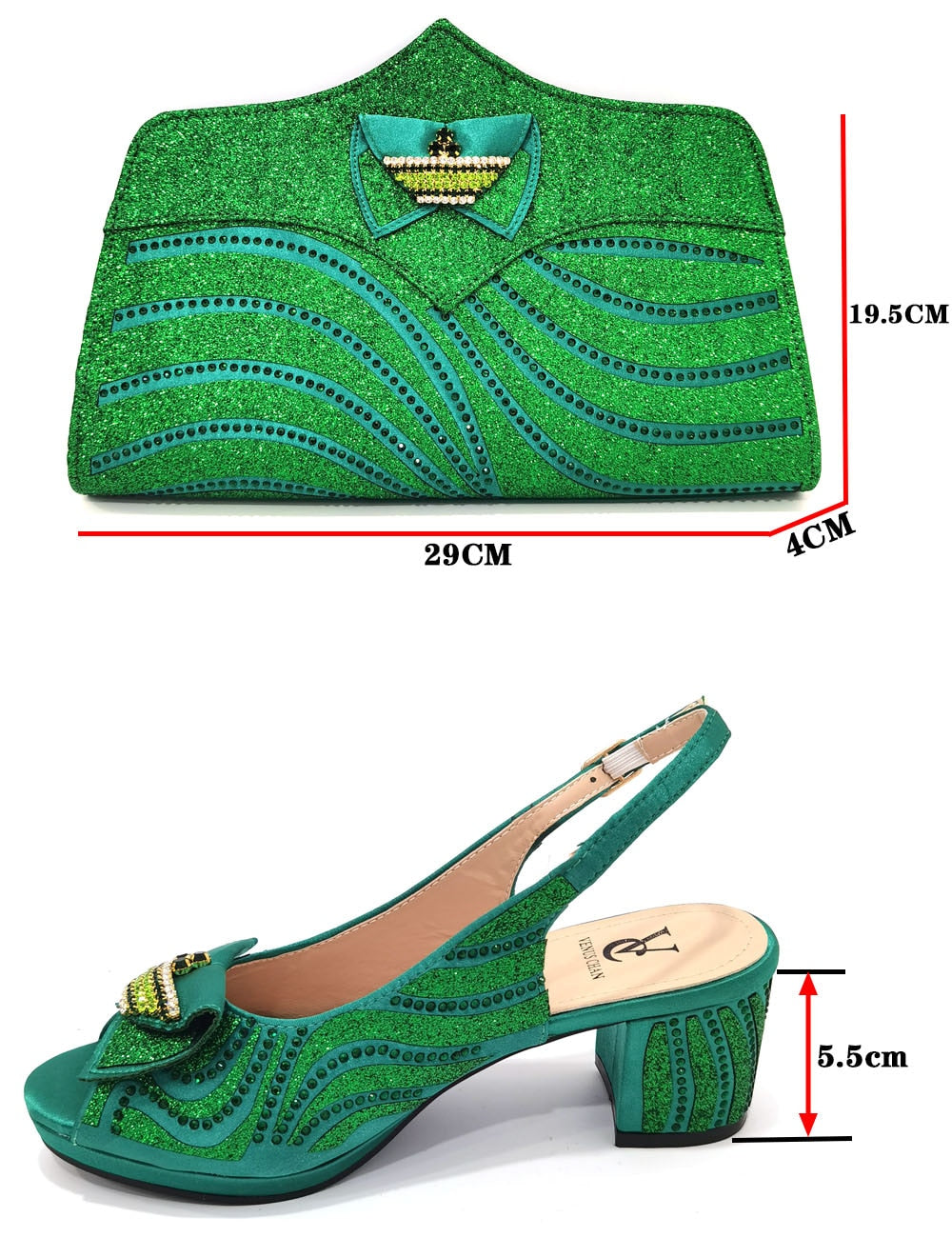 Matching Shoes and Bags: Italian gold Shoes And Bag Sets For Evening Party With Stones
