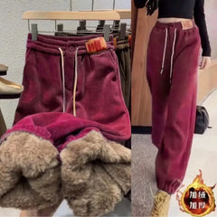 Thickened and Padded Corduroy Pants Women New Women's Loose Bunched Feet