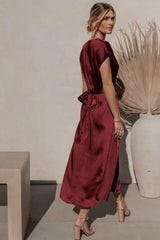 Evening Dresses: Women Clothing High-end Satin Binding Elegant Drape