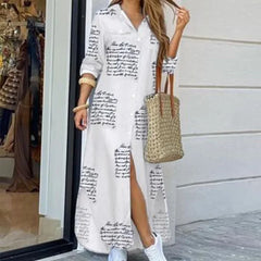 Women Long Sleeve Shirt Dress Spring Autumn Casual Boho Printed Dresses