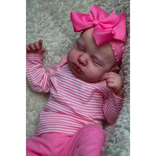 MRB 50CM Already Finished Reborn Baby LouLou Asleep Doll Lifelike 3D Skin Visible Veins Handmade Doll Christmas Gift For Girl