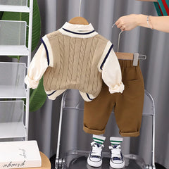 New Spring Autumn Baby Boys Clothes Suit Children Casual Vest Shirt Pants 3Pcs/Set Kids Outfits Toddler Costume Infant Tracksuit