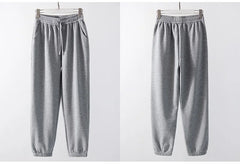 Sweatpants Women Winter Straight Leg Fleece Pants Elastic Waist Gray Velvet Trousers