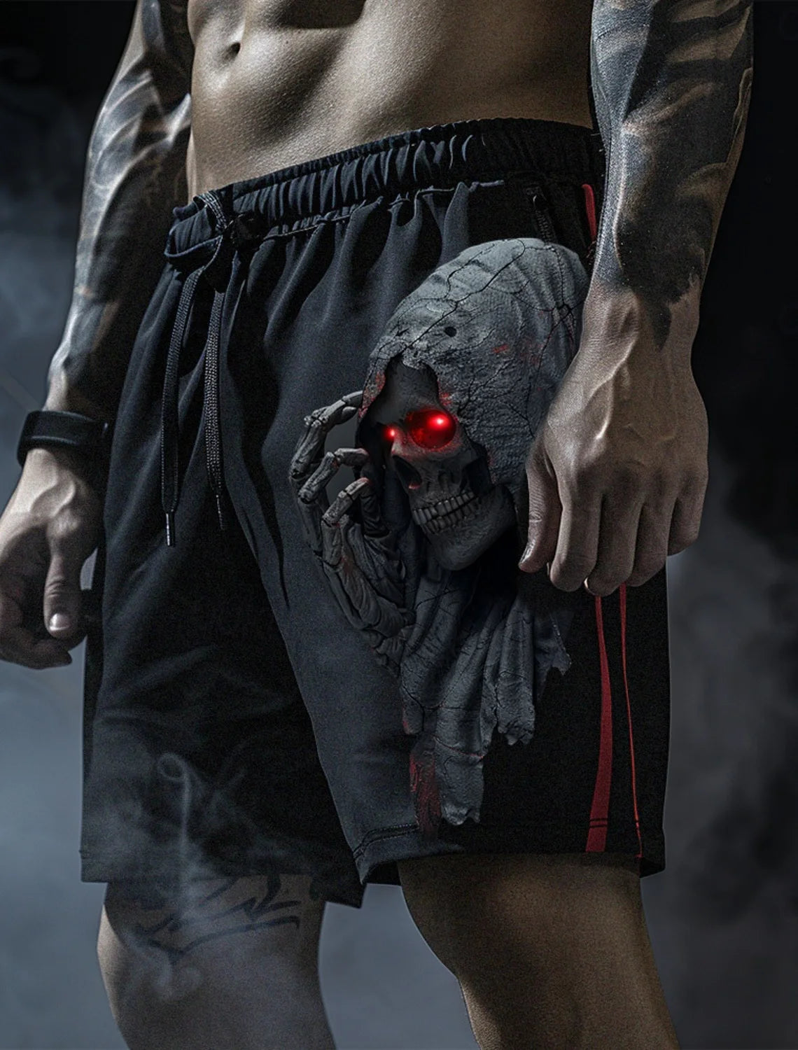 Men's Skull Long Swim Trunks Surf Trunks Shorts Fashion Street Trend Casual Daily Vacation with Elastic Waist Designer Clothing